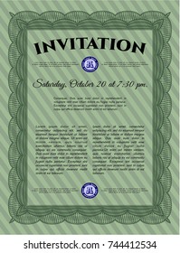Green Vintage invitation. Printer friendly. Nice design. Customizable, Easy to edit and change colors. 
