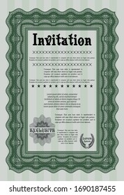 Green Vintage invitation. With quality background. Superior design. Detailed. 
