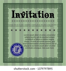 Green Vintage invitation template. Beauty design. Customizable, Easy to edit and change colors. Printer friendly. 