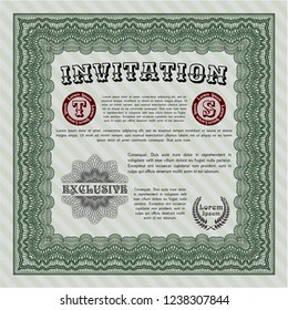 Green Vintage invitation template. Complex background. Good design. Customizable, Easy to edit and change colors. 