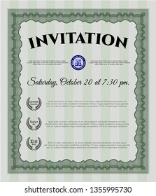 Green Vintage invitation template. With complex background. Customizable, Easy to edit and change colors. Modern design. 