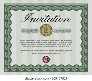 Green Vintage invitation template. With complex background. Excellent design. Customizable, Easy to edit and change colors. 