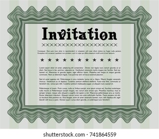 Green Vintage invitation template. Complex background. Money Pattern. Vector illustration. 