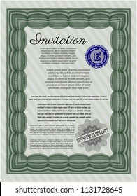 Green Vintage invitation template. Cordial design. Detailed. With quality background. 