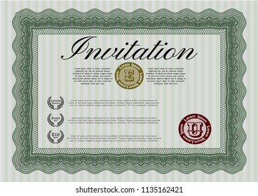 Green Vintage invitation template. Customizable, Easy to edit and change colors. With quality background. Nice design. 