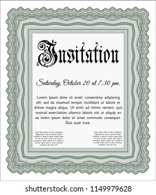Green Vintage invitation template. Customizable, Easy to edit and change colors. With quality background. Retro design. 