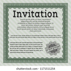 Green Vintage invitation template. Customizable, Easy to edit and change colors. Easy to print. Modern design. 