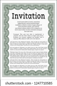 Green Vintage invitation template. Customizable, Easy to edit and change colors. With complex linear background. Nice design. 