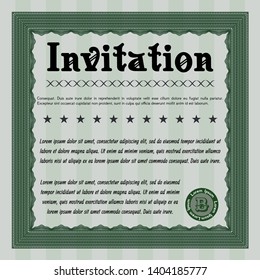 Green Vintage invitation template. Detailed. With quality background. Elegant design. 