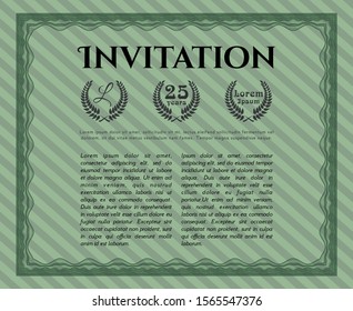 Green Vintage invitation template. Detailed. With quality background. Artistry design. 