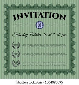 Green Vintage invitation template. Easy to print. Superior design. Customizable, Easy to edit and change colors. 
