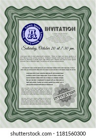 Green Vintage invitation template. Elegant design. Detailed. Easy to print. 