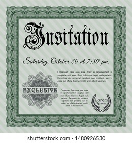  Green Vintage invitation template. Elegant design. Easy to print. Customizable, Easy to edit and change colors. 