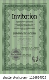 Green Vintage invitation template. Lovely design. Printer friendly. Customizable, Easy to edit and change colors. 