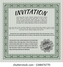 Green Vintage invitation template. Money Pattern. With quality background. Vector illustration. 