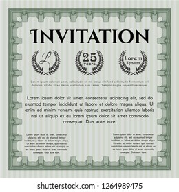 Green Vintage invitation template. Nice design. Complex background. Vector illustration. 