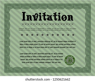 Green Vintage invitation template. Perfect design. Customizable, Easy to edit and change colors. With quality background. 