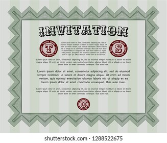 Green Vintage invitation template. With quality background. Customizable, Easy to edit and change colors. Superior design. 