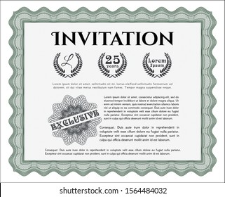 Green Vintage invitation template. With quality background. Vector illustration. Excellent design. 