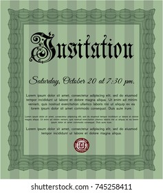 Green Vintage invitation template. With quality background. Vector illustration. Elegant design. Green Vintage invitation template. With quality background. Vector illustration. Elegant design.