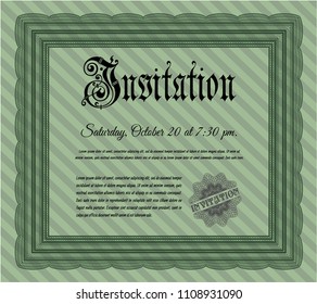  Green Vintage invitation template. Superior design. Vector illustration. Easy to print. 