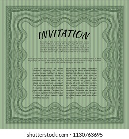 Green Vintage invitation template. Vector illustration. Complex background. Excellent design. 