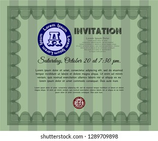 Green Vintage invitation. Vector illustration. Complex background. Modern design. 