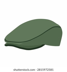 Green Vintage Ivy Flat Cap in Flat Vector Illustration for Golf Casual and Outdoor Gentleman