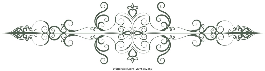 Grüne Vintage Linien Barock Scroll Blume Divider Vintage Stil für die Verzierung der Karten.