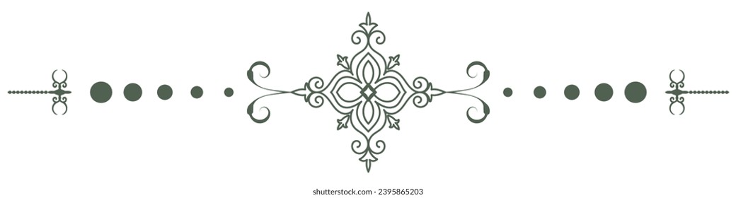 green vintage lines Baroque scroll flower divider Vintage style for decorating cards.
