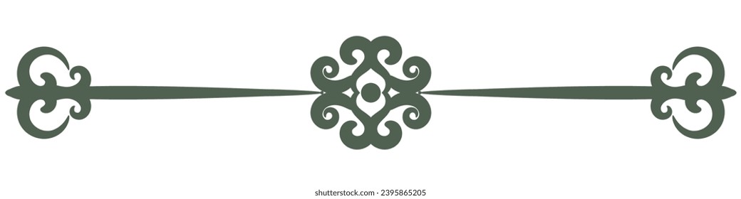 green vintage lines Baroque scroll flower divider Vintage style for decorating cards.