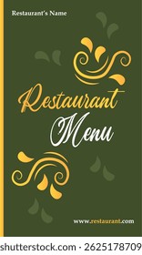 Green vintage menu cover. Vector illustration