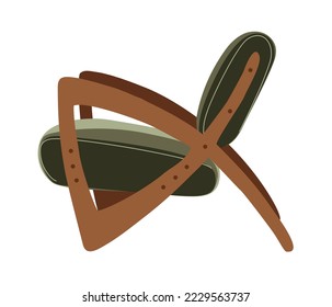 Green vintage mid century modern accent arm chair vector realistic illustration isolated on white background.