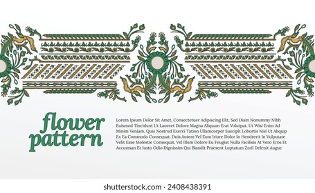 Green vintage ornament javanese decoration for design