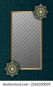 green vintage pattern frame  with mandala ornament