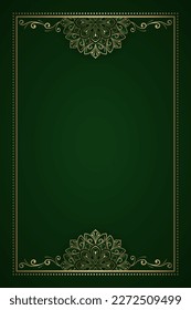 marco de patrón de vintage verde con adorno de mandala