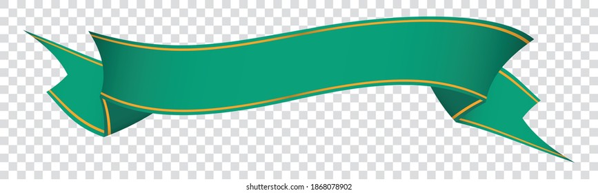 green vintage ribbon banner label on transparent background