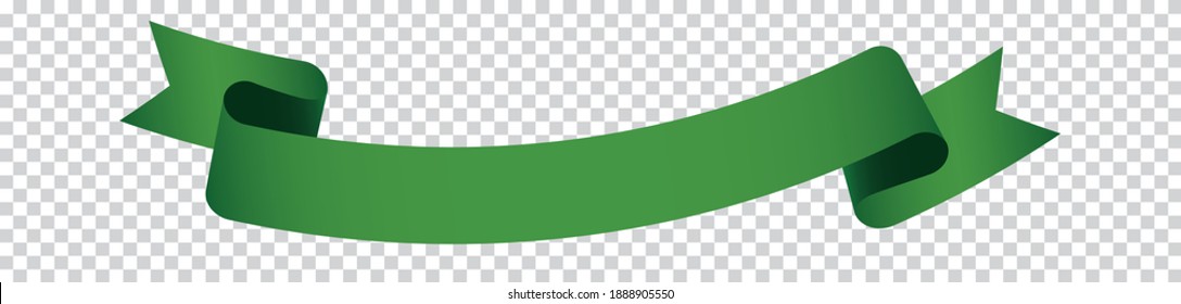 green vintage ribbon banner label on transparent background