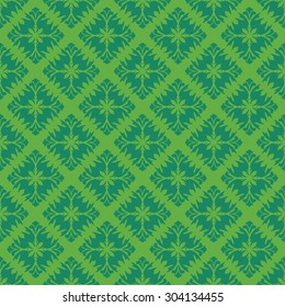 Green vintage seamless pattern, elegant luxury background or texture