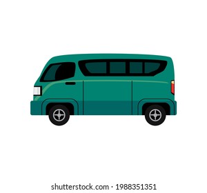 green vintage van transport isolated icon