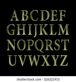 Green vintage vector font.