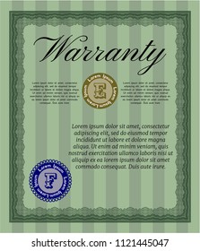 Green Vintage Warranty Certificate template. Money Pattern. Customizable, Easy to edit and change colors. With background. 