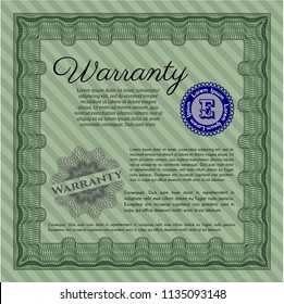 Green Vintage Warranty Certificate template. Easy to print. Lovely design. Customizable, Easy to edit and change colors. 