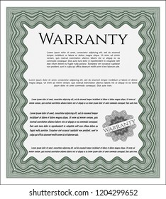 Green Vintage Warranty Certificate template. Customizable, Easy to edit and change colors. With complex background. Modern design. 