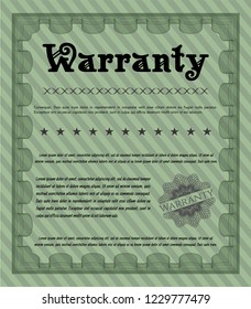 Green Vintage Warranty Certificate template. Customizable, Easy to edit and change colors. With complex linear background. Superior design. 