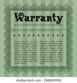 Green Vintage Warranty Certificate template. Money Pattern. Customizable, Easy to edit and change colors. With complex background. 