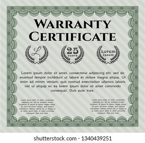 Green Vintage Warranty Certificate template. With quality background. Money style design. Customizable, Easy to edit and change colors. 