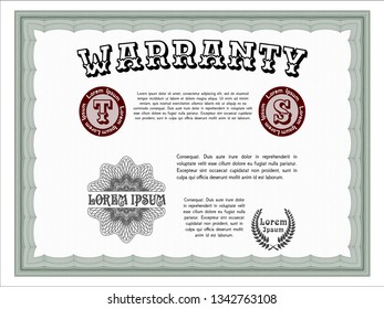 Green Vintage Warranty Certificate template. With linear background. Customizable, Easy to edit and change colors. Good design. 