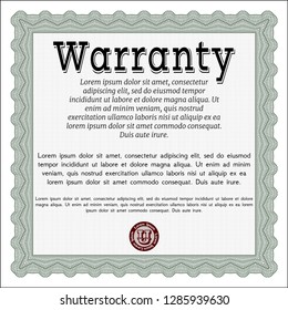 Green Vintage Warranty template. With background. Customizable, Easy to edit and change colors. Money Pattern design. 