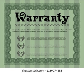 Green Vintage Warranty template. With complex linear background. Money Pattern design. Vector illustration. 